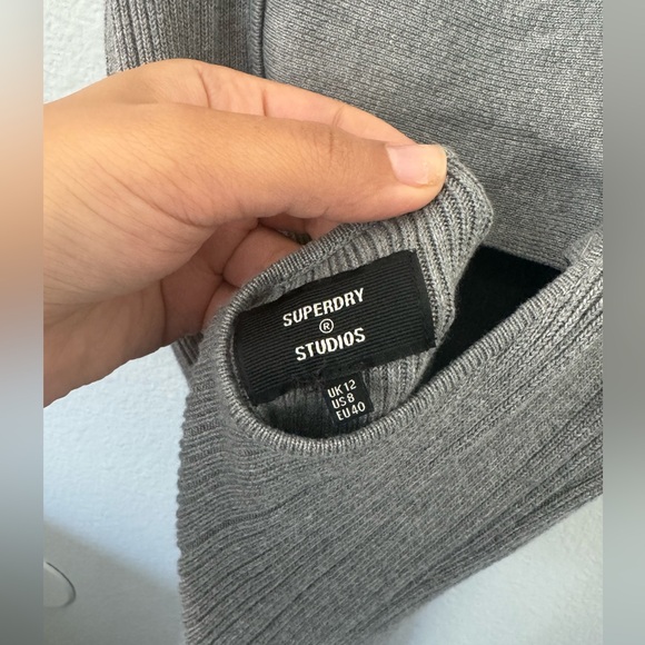 Superdry Textured Knit Midi Dress. Grey. Size Medium. EUC. - Picture 6 of 8